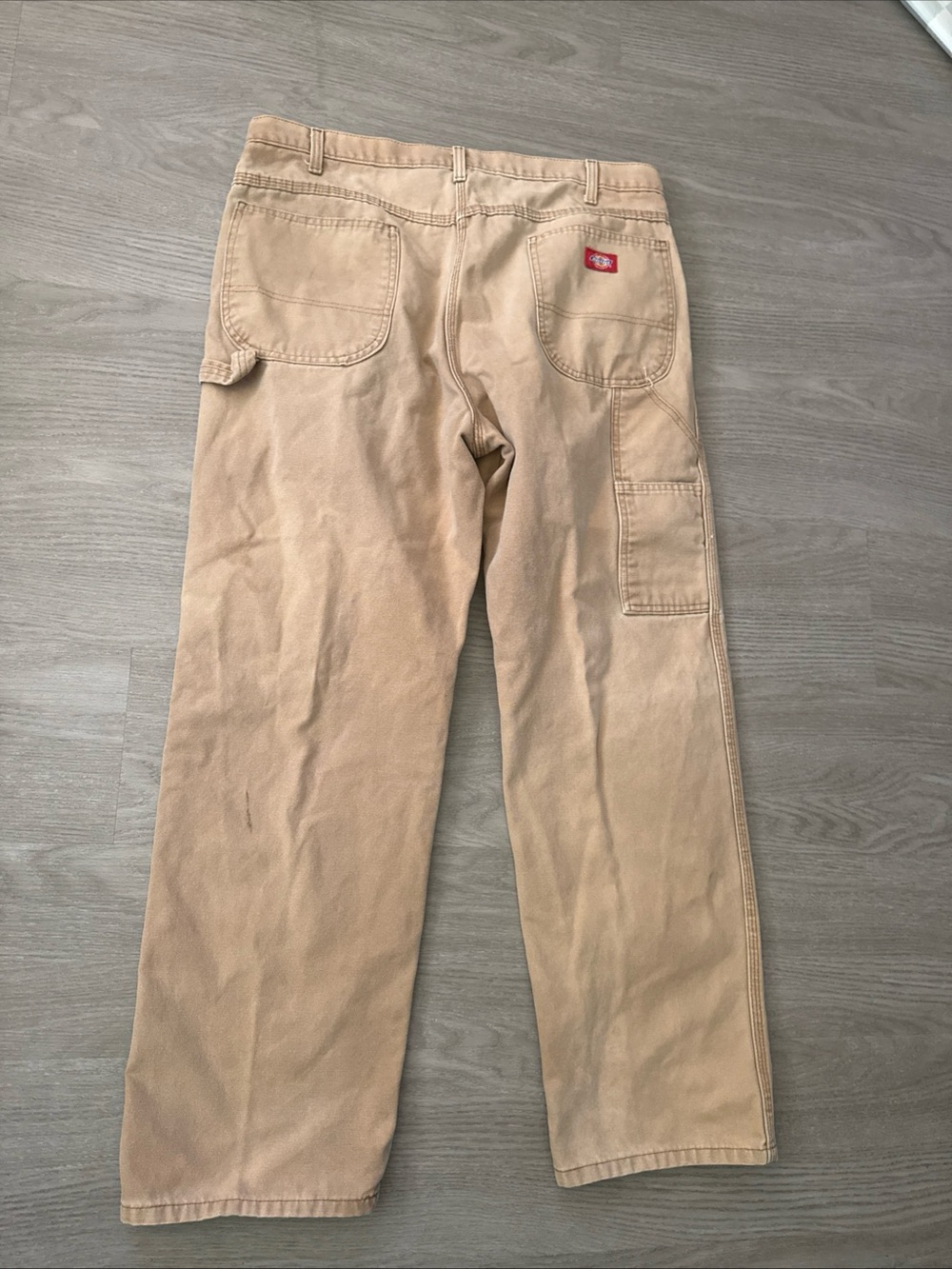 VTG Dickies Pants Mens 36x32 Brown Canvas Carpenter Work Wear Straight 38X30